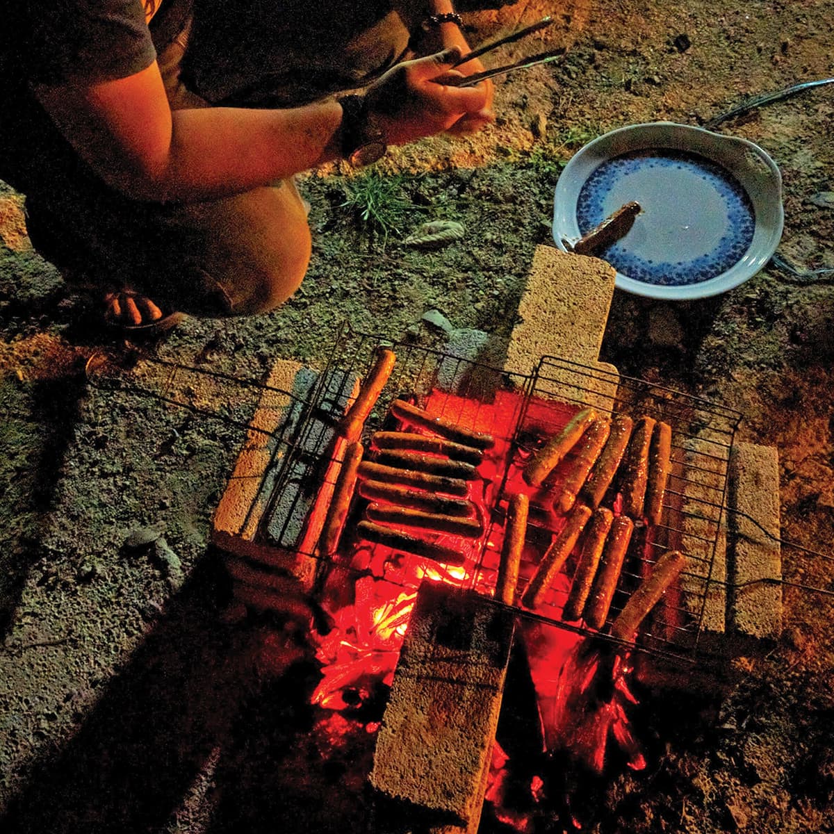 Hot dogs at a campfire cookout