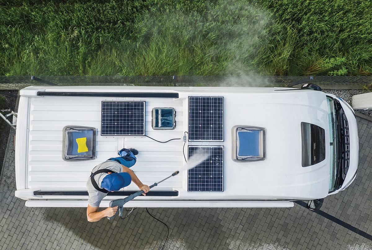 Cleaning exterior of an RV