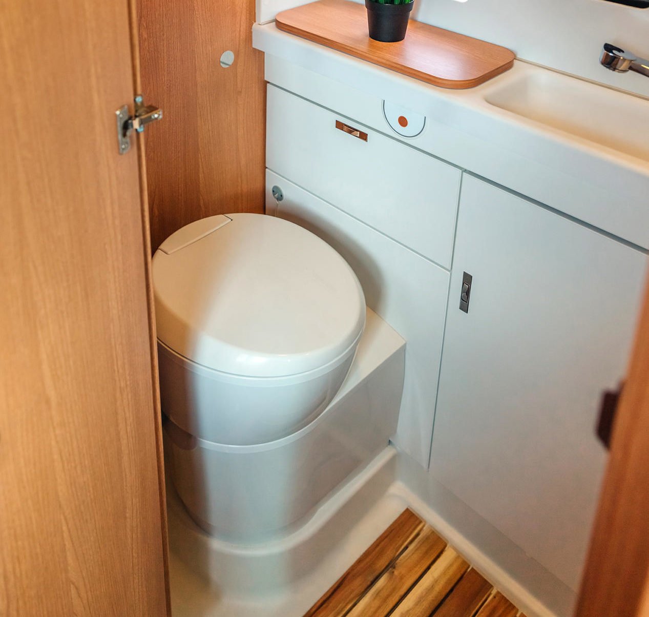 Toilet in a trailer or RV